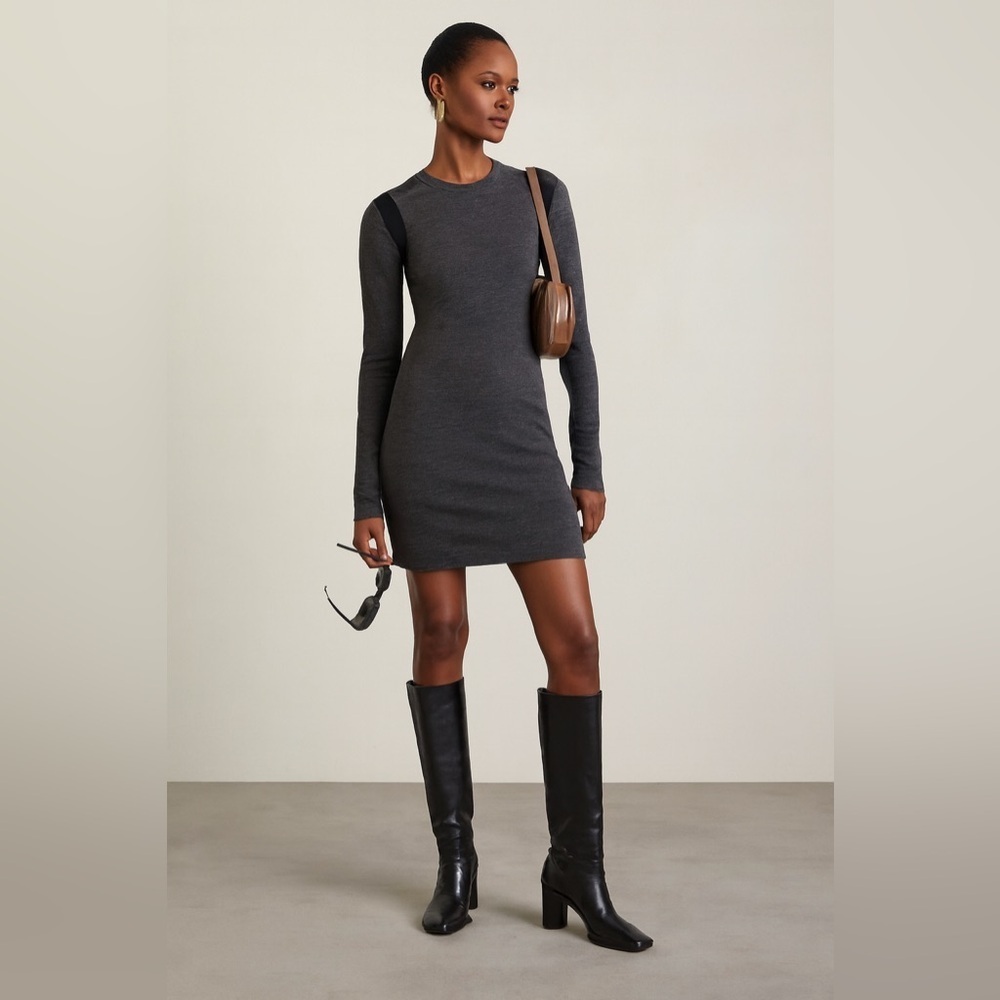 Michael Kors Black and Gray Long Sleeve Dress